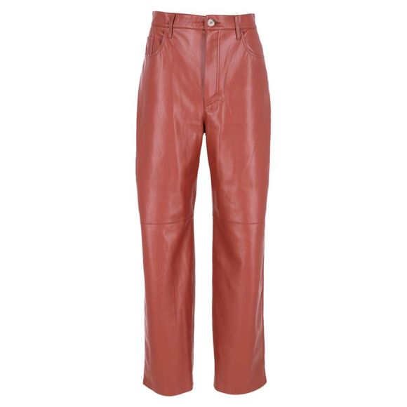 Nanushka Pants - Nanushka Straight Leg Pants in Brown Polyester